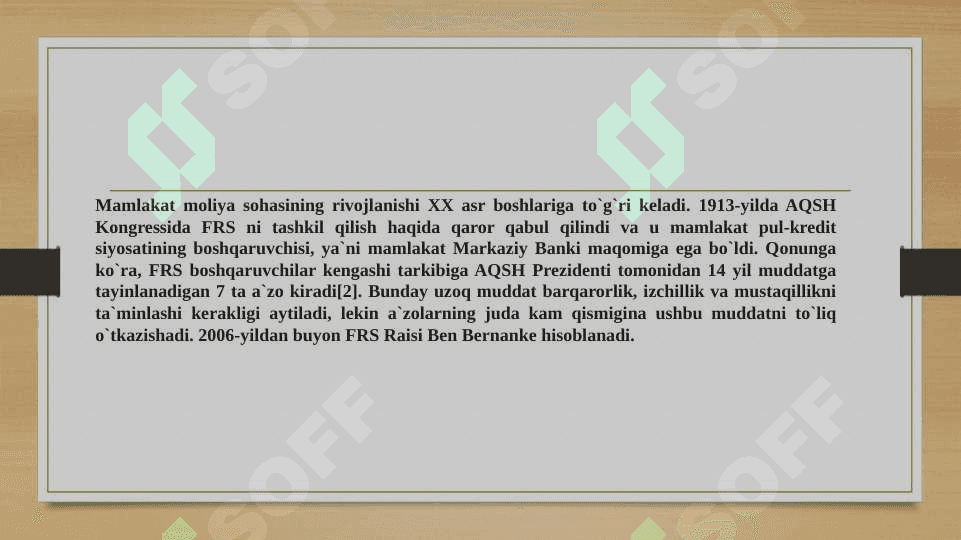AQSH BANK TIZIMI(FEDERAL RESERVE SYSTEM) 5