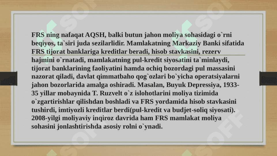 AQSH BANK TIZIMI(FEDERAL RESERVE SYSTEM) 6