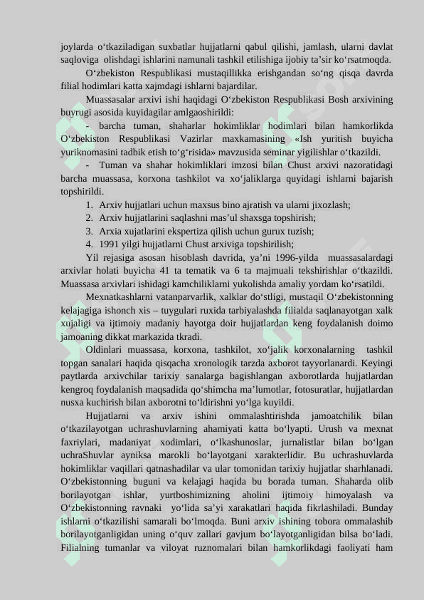 MUSTAQIL O‘ZBEKISTONDA ARXIV ISHI 3