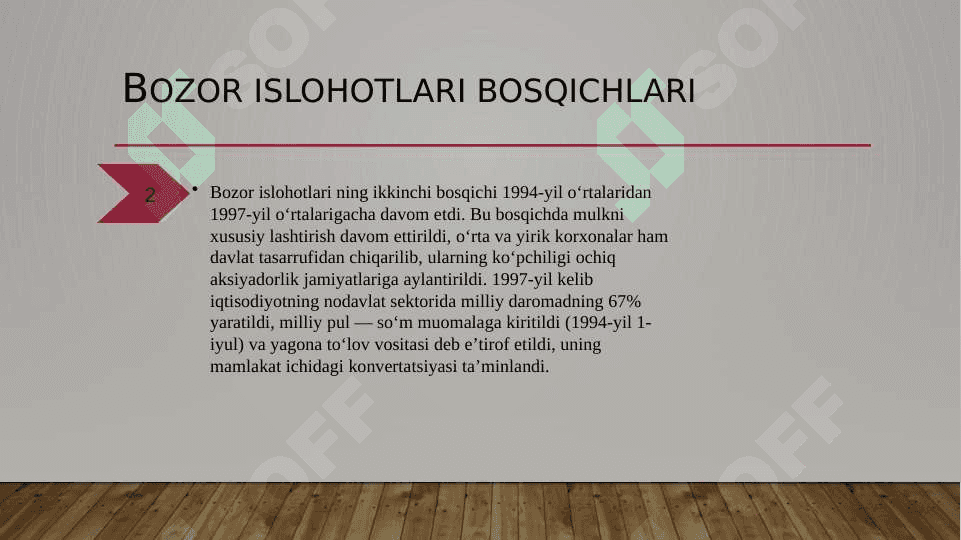 O’zbekistonda bozor islohotlarning mohiyati, vazifalari va turlari va ustuvor yo’nalishlari 4