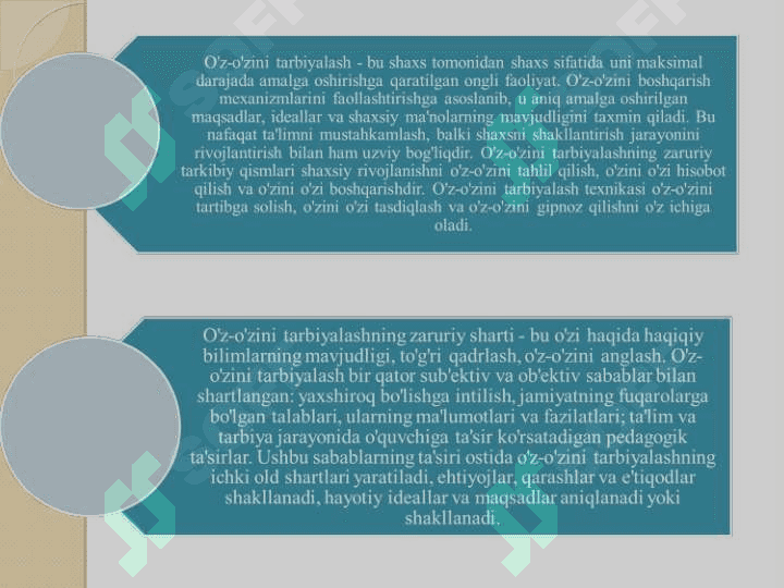 O’z-O’zini tarbiyalash va o’z ustida ishlash 2