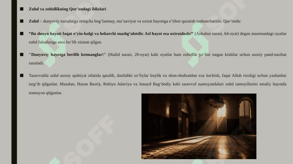 Tasavvuf ta'limotida Qur'ondagi nafs tarbiyasi, zuhd va zohidlikka oid g'oyalarning rivojlantirilishi 4