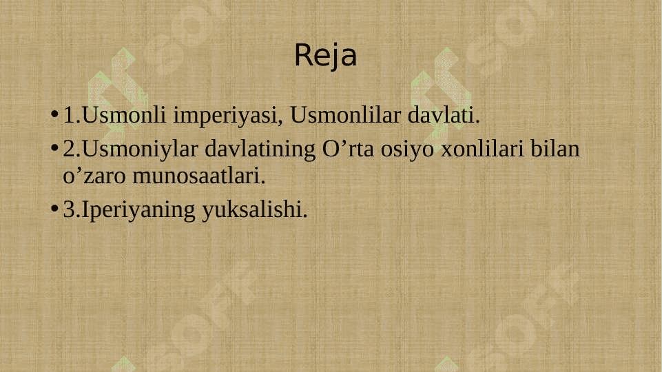 Usmonlilar imperiyasi hukmronligi 2