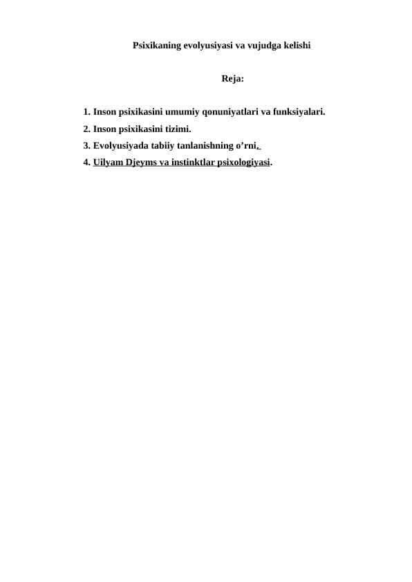 Psixikaning evolyusiyasi va vujudga kelishi 1