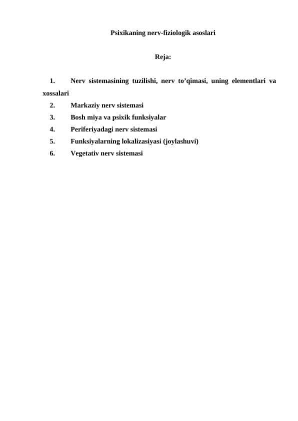 Psixikaning nerv-fiziologik asoslari 1