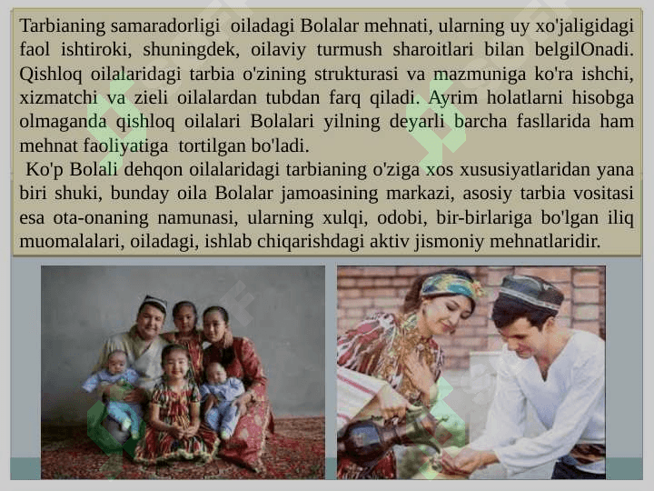 O‘zbek oilalarning va ularning o'ziga xosligi 8