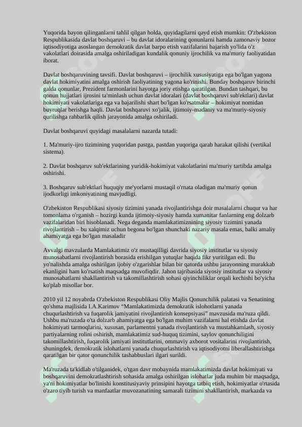 DAVLAT VA JAMIYAT QURILISHI TIZIMINI TAKOMILLASHTIRISH. 2