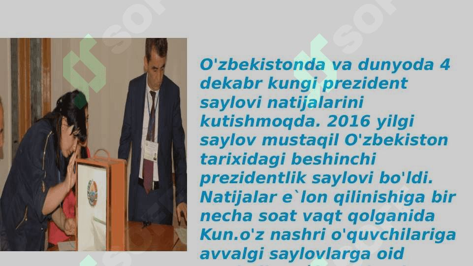 O`zbekiston Respublikasida ilk bor o’tkazilgan umumxalq saylovlari. 2