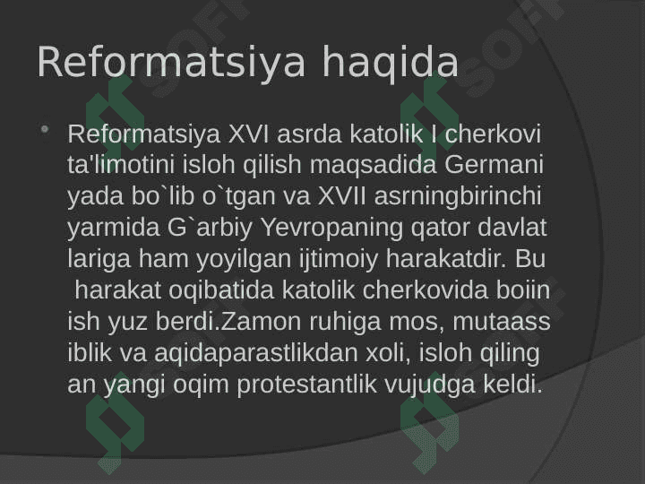 Reformatsiyaning Yevropaga yoyilishi 2