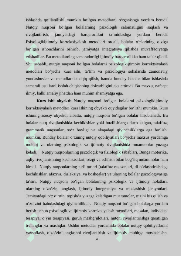 Nutqiy nuqsoni boʻlgan bolalarni   psixologik- ijtimoiy korrektsiyalash metodlari 4