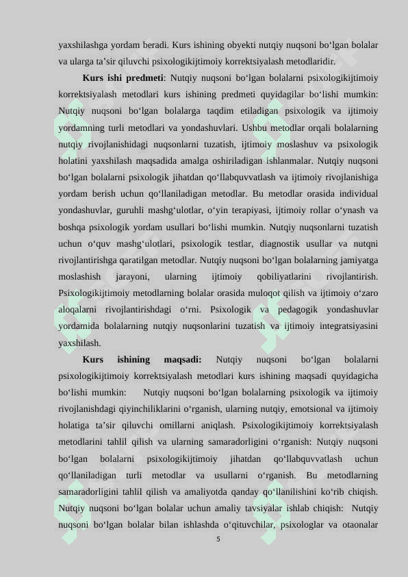 Nutqiy nuqsoni boʻlgan bolalarni   psixologik- ijtimoiy korrektsiyalash metodlari 5