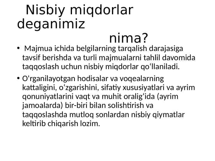 Nisbiy miqdorlar 1