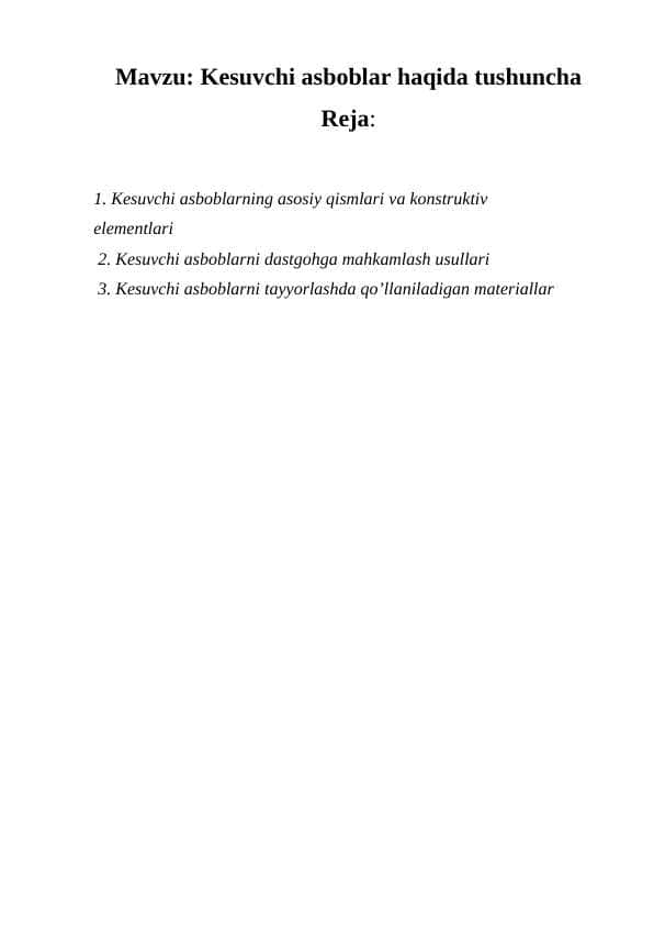 Kesuvchi asboblar haqida tushuncha 1