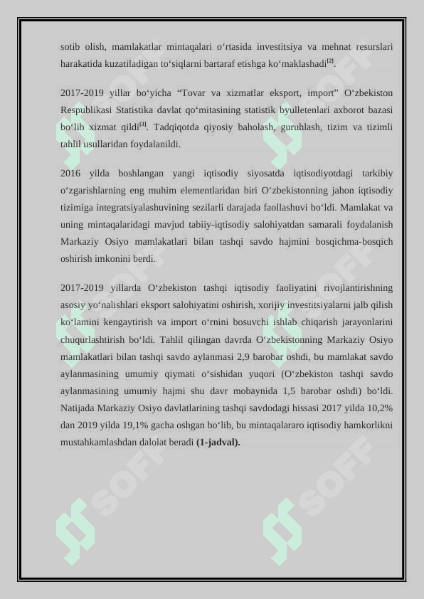 O’ZBEKISTONNIG MARKAZIY OSIYO MAMLAKATLARI BILAN HAMKORLIGINI QAYSI JARAYONLARDA KO’RISHIMIZ MUMKUN ? 6