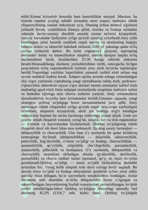 Qishloq xo’jaligi va sanoatidagi o’zgarishlar 6