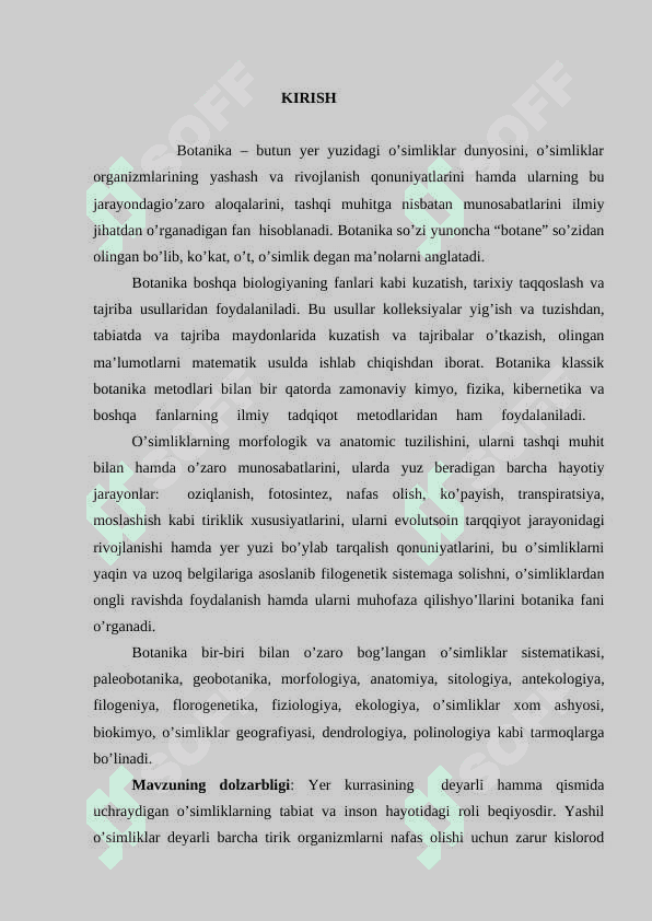 O‘simliklarning inson va biosferada tutgan o‘rni va muhofazasi 2