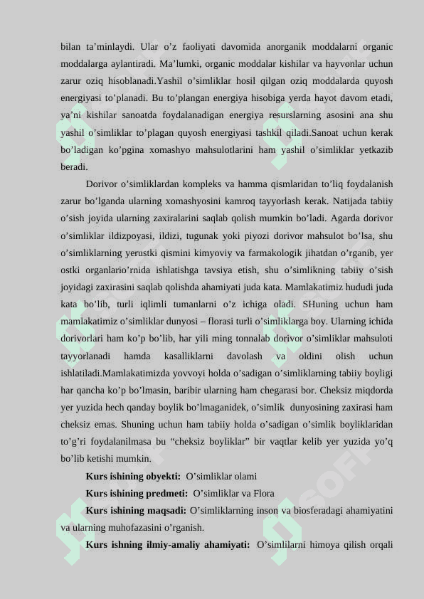 O‘simliklarning inson va biosferada tutgan o‘rni va muhofazasi 3