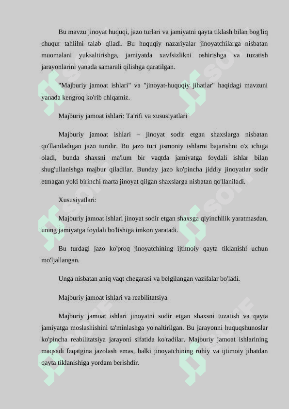 Majburiy jamoat ishlari: jinoyat-huquqiy jihatlari 6