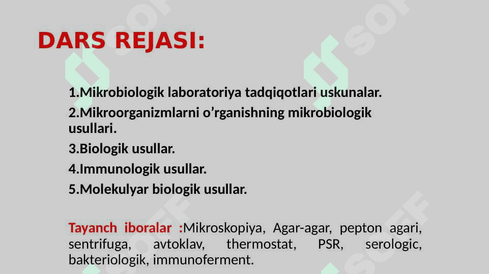 MIKROBIOLOGIYA TADQIQOTLARINING ASOSIY USULLARI 2