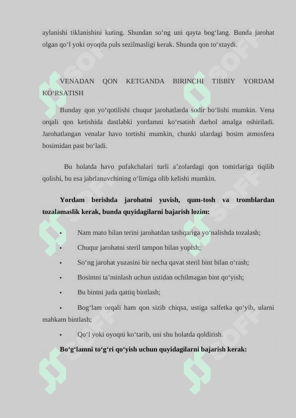 Qon ketishi va uni to‘xtatish, qon va uning o‘rnini bosuvchi eritmalarni quyish 4