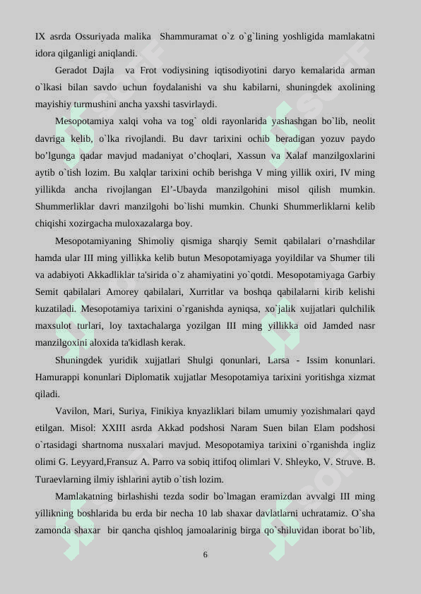 Ikki daryo oralig’ida Shumer shahar davlatlarining paydo bo`lishi 6