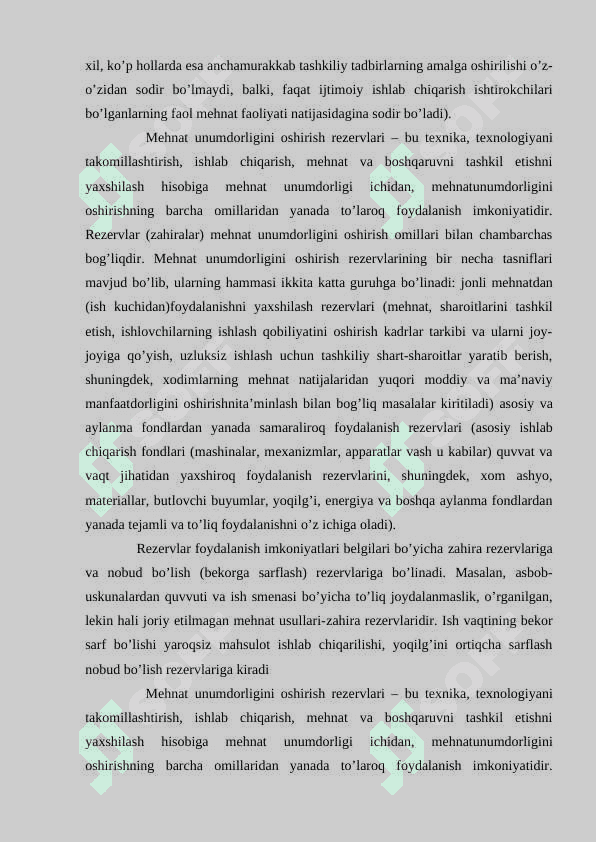 Mehnat unumdorligi va hajmiga ta'sir qiluvchi omillar 8