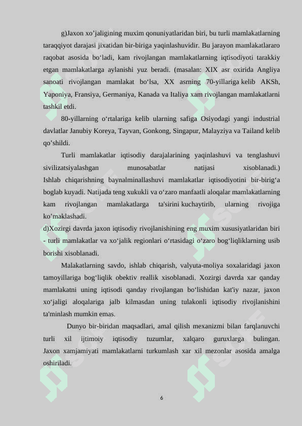 JAHON XO’JALIGINING SHAKILLANISHI VA  RIVOJLANISHI 6