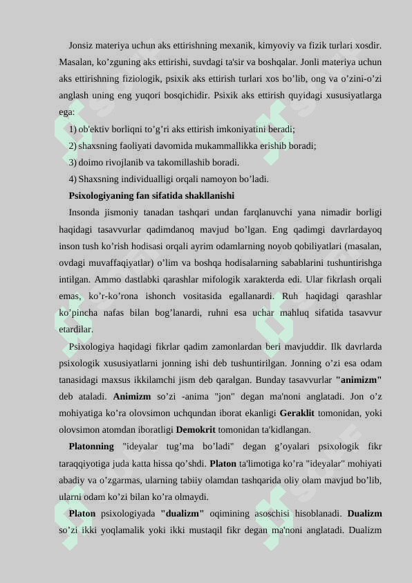 PSIXOLGIYA FANINING DOLZARB VAZIFALARI, PREDMETI ВА METODLARI 4