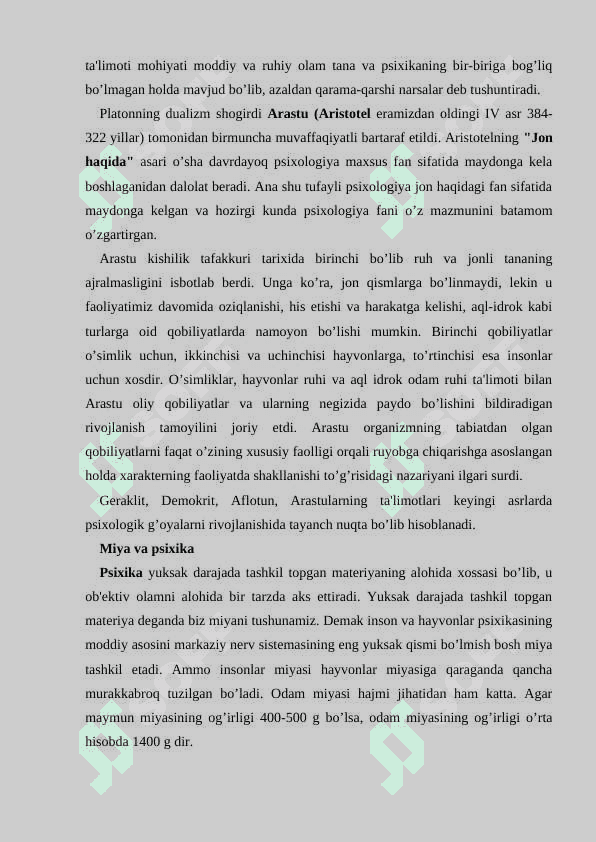 PSIXOLGIYA FANINING DOLZARB VAZIFALARI, PREDMETI ВА METODLARI 5
