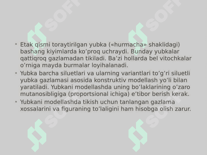 TURLI BICHIMDAGI AYOLLAR YUBKASINI KONSTRUKSIYALASH 4