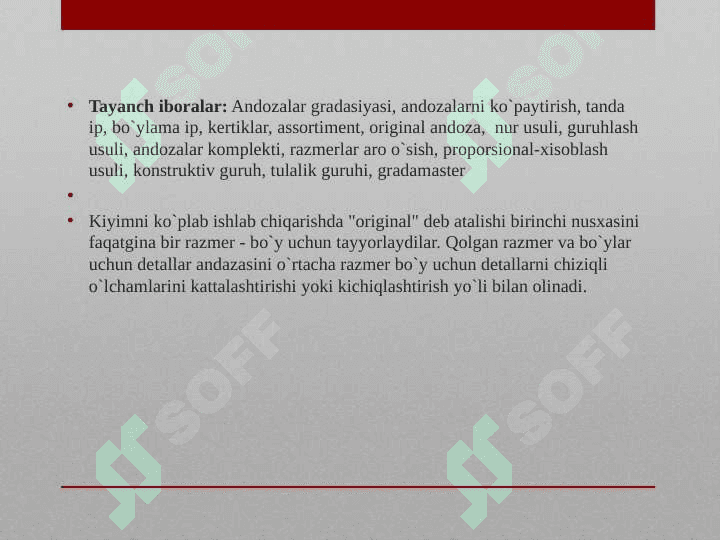 ANDOZALARNI EMKO USULIDA KO’PAYRISH 2