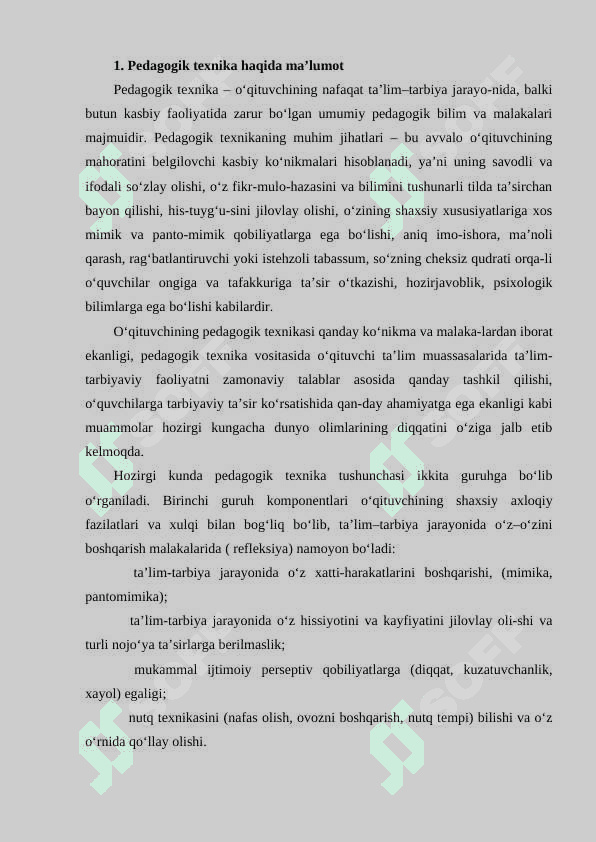 PEDAGOGIK TEXNIKA HAQIDA TUSHUNCHA PEDAGOGIK TEXNIKANI SHAKLLANTIRISH USLUBLARI 2