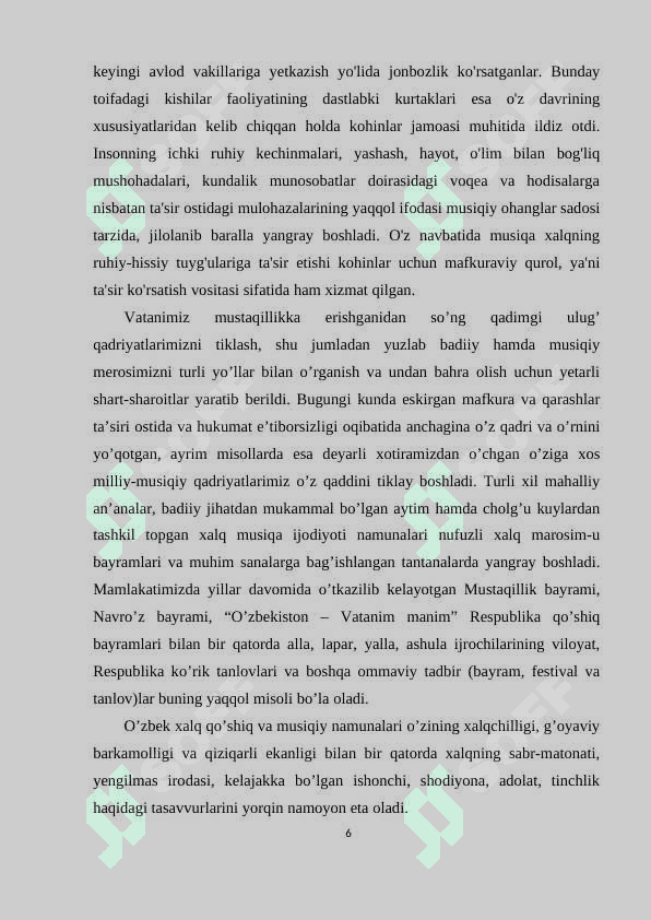 O'ZBEK XALQ MUSIQA IJODINING TARIXIY RIVOJI 6