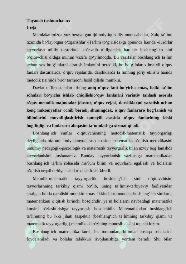 BOSHLANG’ICH SINFLARDA MATEMATIKA O’QITISH METODIKASI FAN SIFATIDA 2