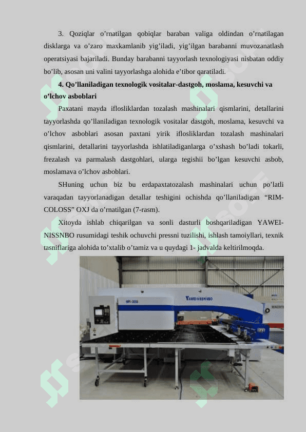 Chigitli paxtadan mayda iflosliklarni  ajratish texnologiyasi va uskulari 8