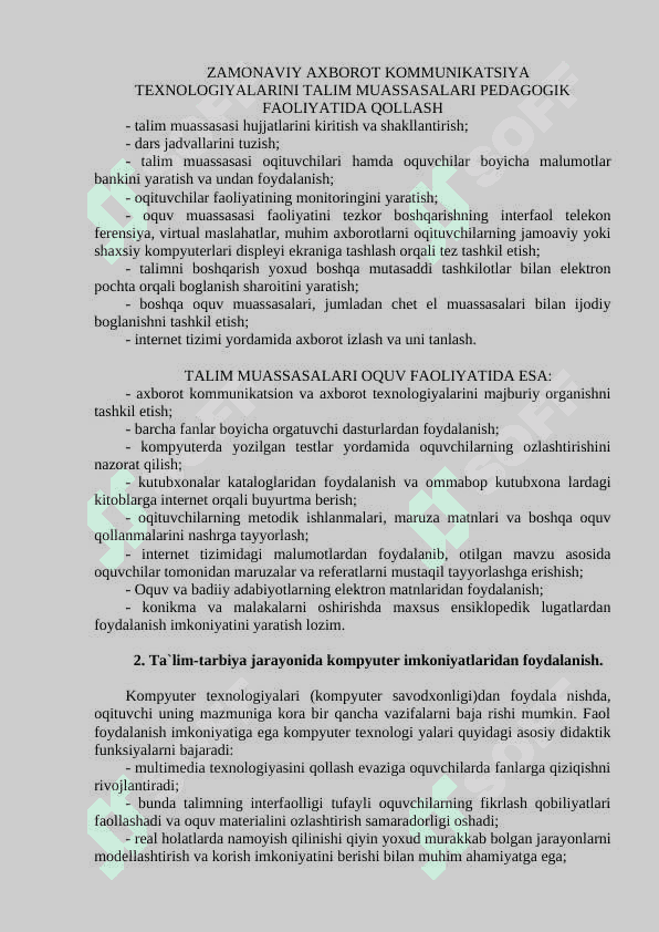 O'QITUVCHI PEDAGOGIK FAOLIYATIDA KOMPYUTER TEXNOLOGIYALARIDAN FOYDALANISH. 5