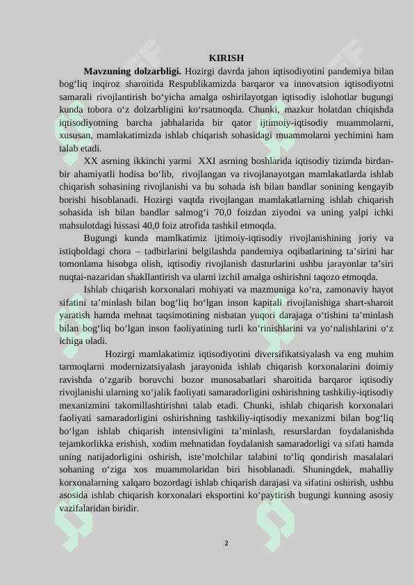 ISHLAB CHIQARISH KORXONALARINI SAMARADORLIGINI OSHIRISH YO’LLARI 2