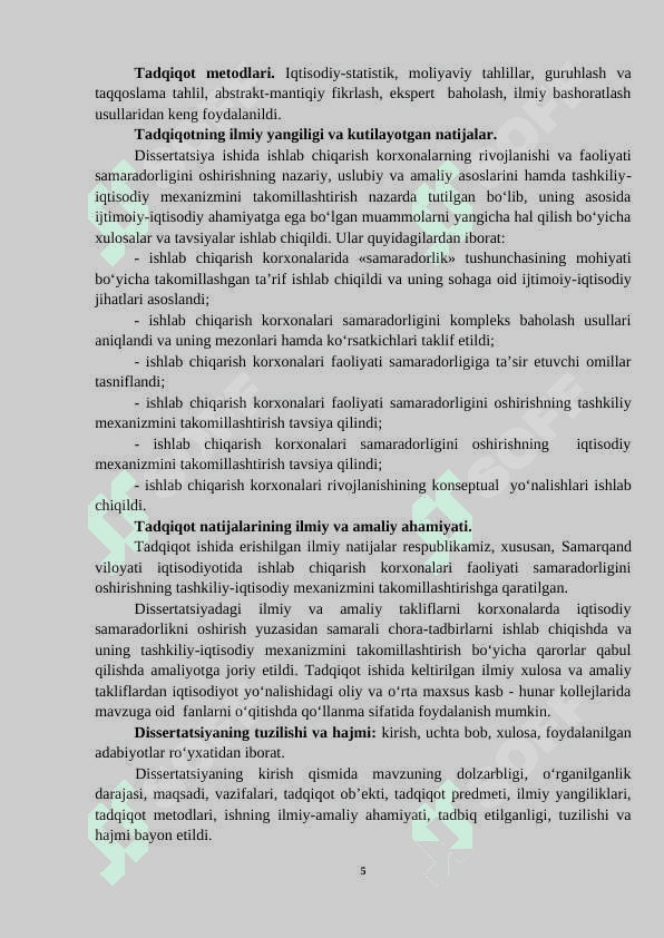 ISHLAB CHIQARISH KORXONALARINI SAMARADORLIGINI OSHIRISH YO’LLARI 5