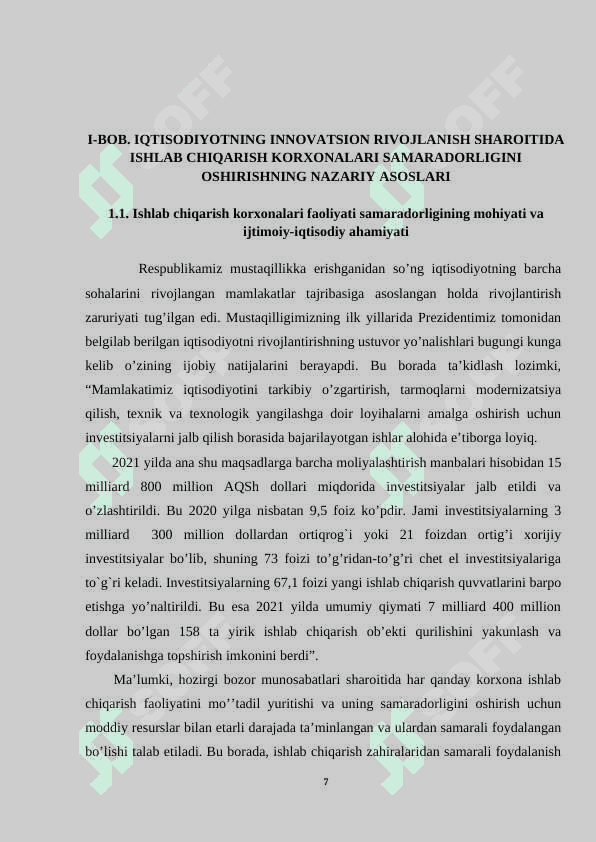 ISHLAB CHIQARISH KORXONALARINI SAMARADORLIGINI OSHIRISH YO’LLARI 7
