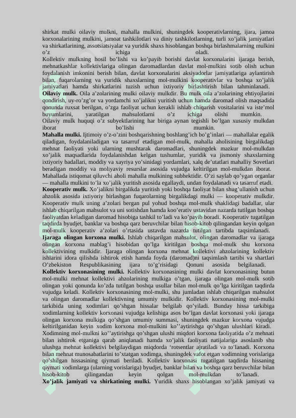 Mulkchilik shakllarini o`zgartirish yo`llari va usullari 6