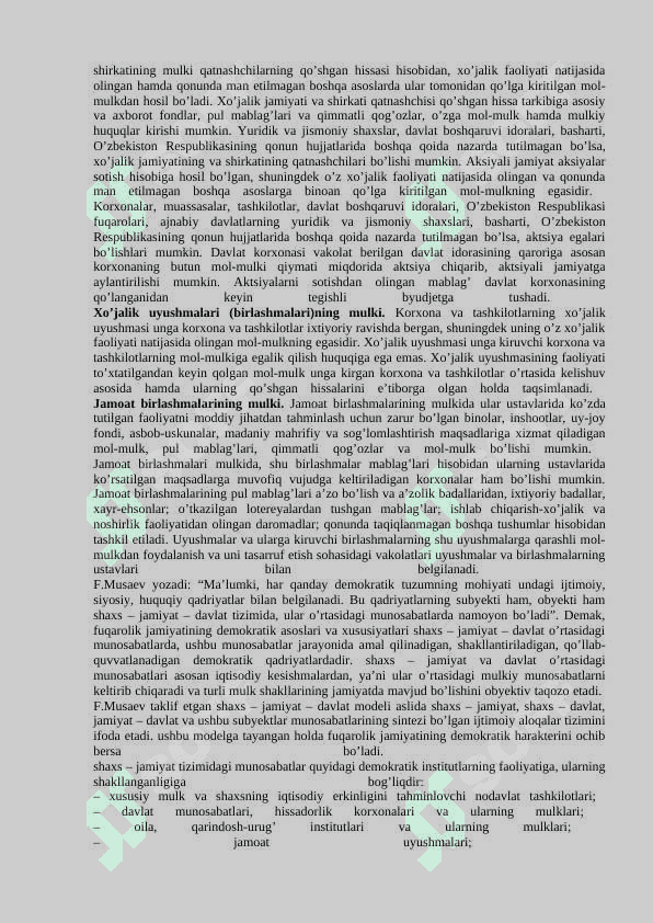 Mulkchilik shakllarini o`zgartirish yo`llari va usullari 7