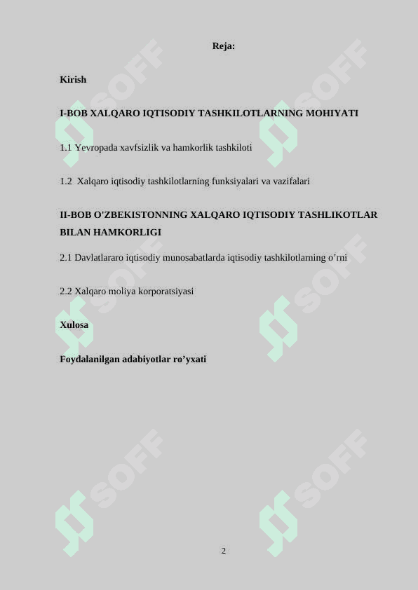 Xalqaro iqtisodiy tashkilotlar va ularning vazifalari 2
