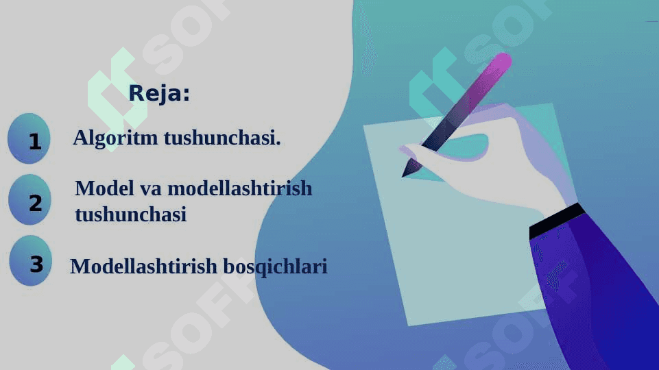 Algoritm asoslari. Modellashtirish. Model turlari. 2