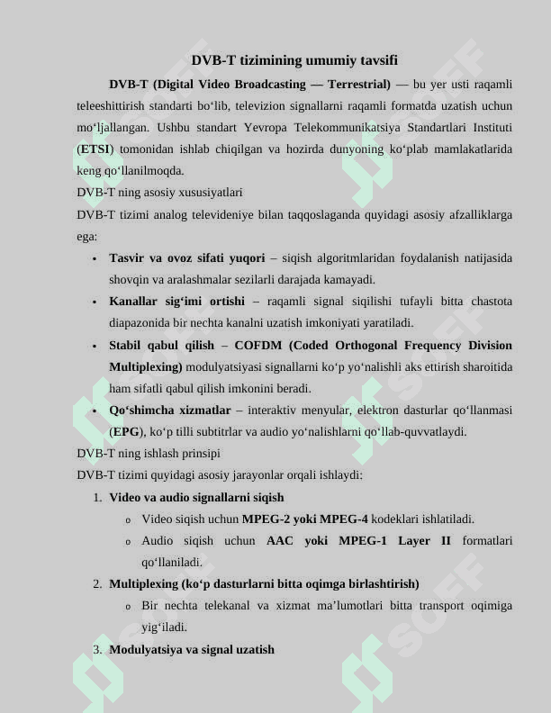 DVB – T yer usti raqamli teleeshittirish tizimi 5