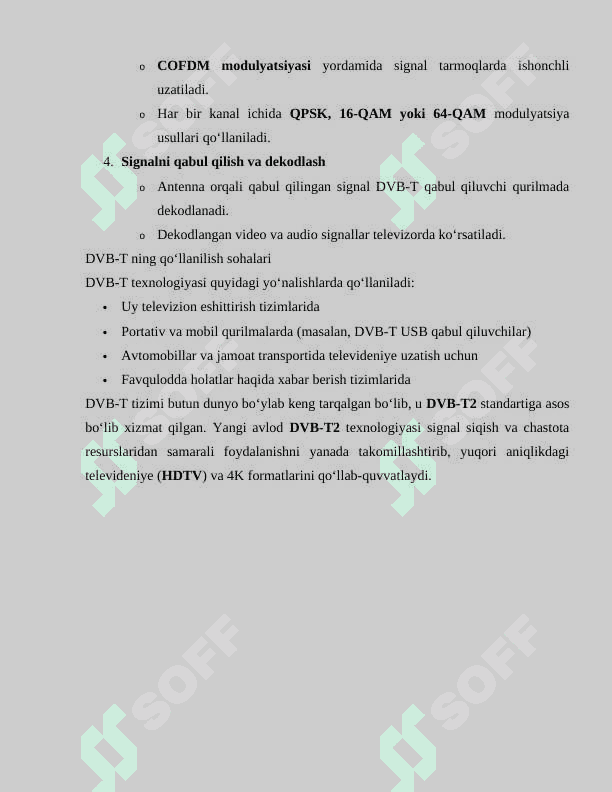 DVB – T yer usti raqamli teleeshittirish tizimi 6