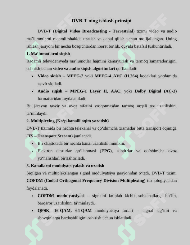 DVB – T yer usti raqamli teleeshittirish tizimi 8