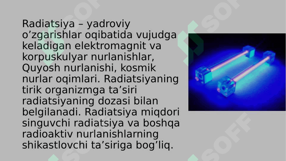 Radiatsiya ta’sirida kelib chiquvchi biologik o‘zgarishlar. Radiatsiyadan zaharlanish vaqtida zarur bo‘lgan asosiy kimyoviy ko‘nikmalar 3