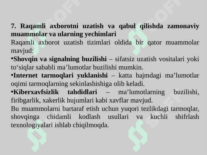 Raqamlik axborot uni uzatish, qabul qilish 8