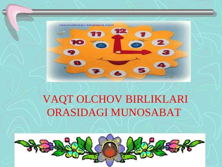 VAQT OLCHOV BIRLIKLARI ORASIDAGI MUNOSABAT