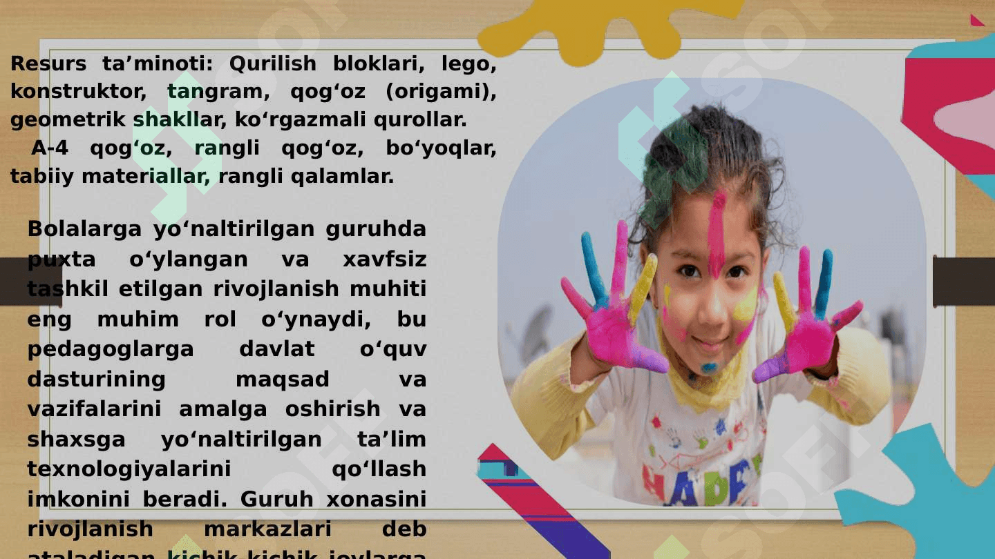 Maktabgacha ta’lim tashkilotlarida  tasviriy faoliyat  mashg‘ulotlari jihozlari 3